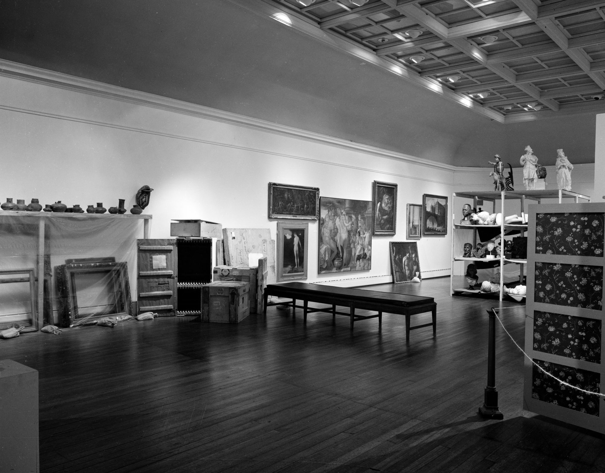 Fig. 1 Painting and Sculpture storage recreated for the RISD Museum installation of Raid the Icebox 1 with Andy Warhol, April 23-June 30, 1970.