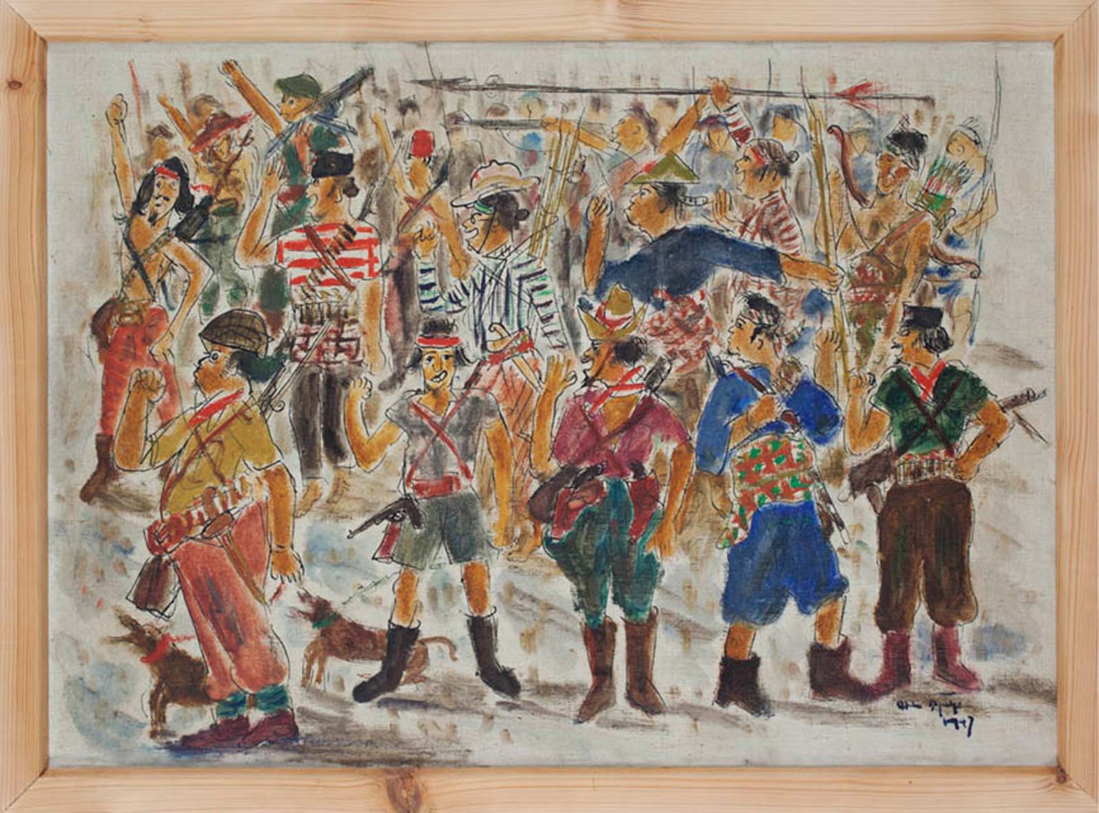 Fig. 10: Otto Djaya, Pembrontakan (Revolution), 1947, oil and ink on canvas, 45 x 61 cm, Stedelijk Museum, Amsterdam, gift of the artist, 1948.