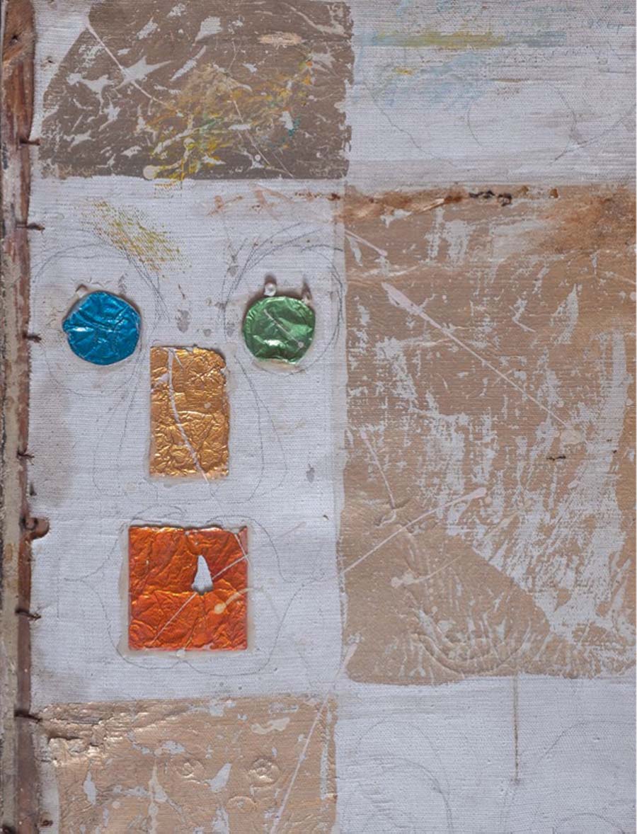 Human Being—Universe—Infinity. 1980s. Paper, collage, gouache, whitewash, magazine and newspaper cuttings, photopaper, soil.