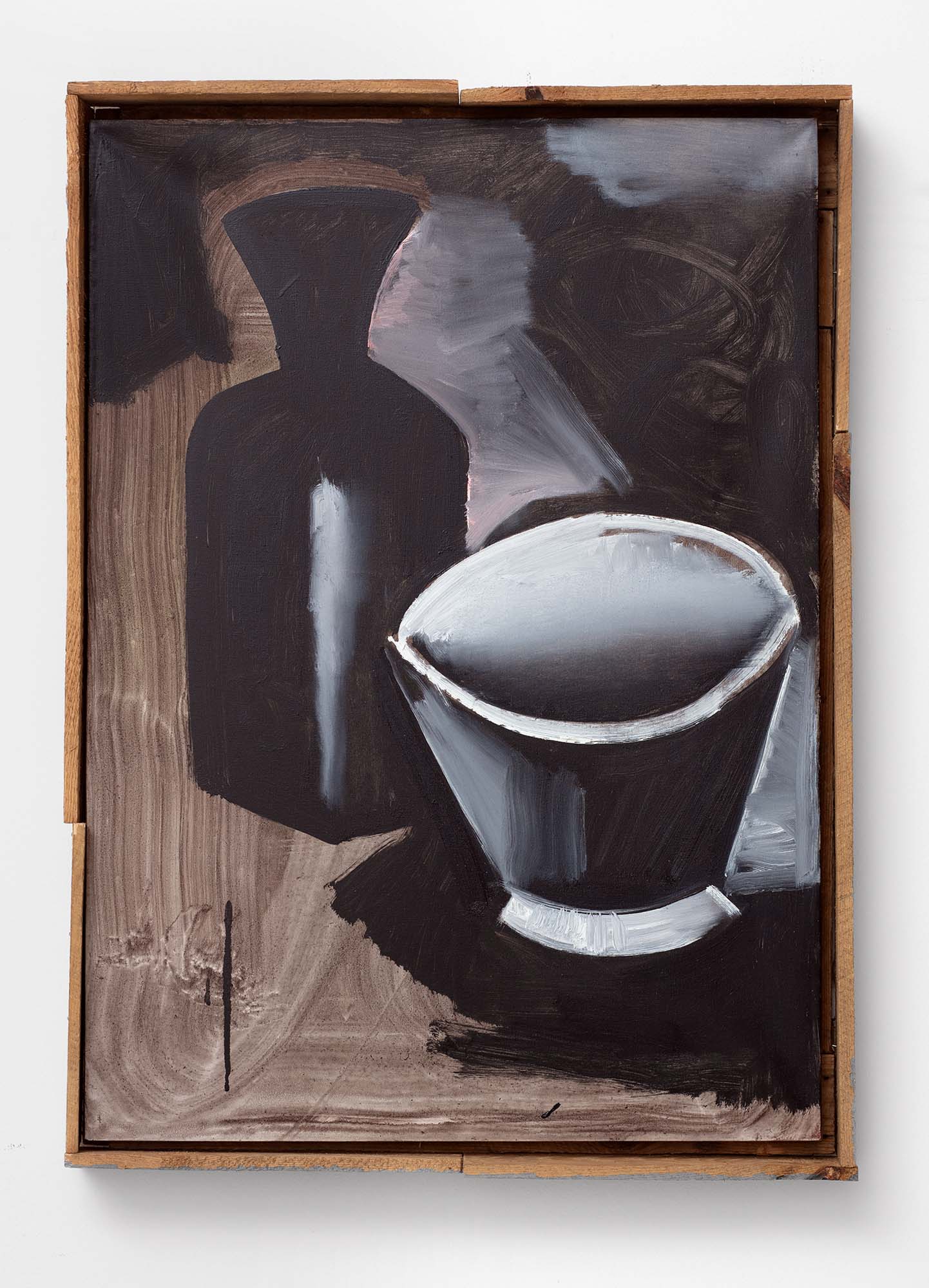Wilhelm Sasnal, Untitled (after “Green Bowl and Black Bottle” by Pablo Picasso), 2023, oil on canvas, 74 × 53.5 cm. Courtesy the artist and Foksal Gallery Foundation.