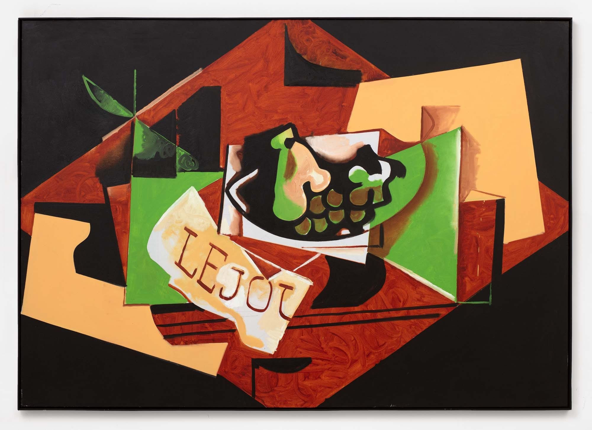 Wilhelm Sasnal, Untitled (after “Still Life” by Georges Braque), 2023, oil on canvas, incl. frame: 142.5 × 202.5 cm. Courtesy the artist and Foksal Gallery Foundation.