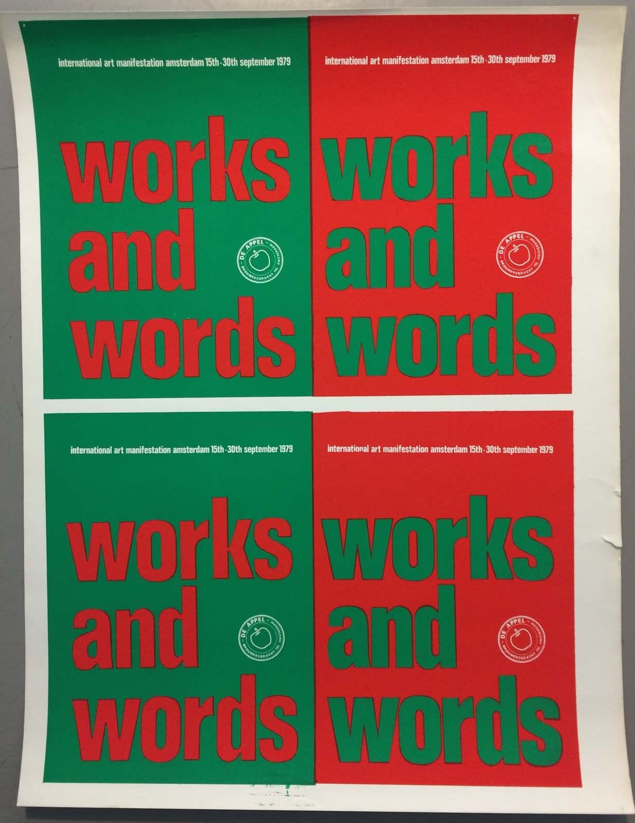 Figure 11. “Works and Words”, poster, 1979. Published by de Appel, Amsterdam. From de Appel Archive, Amsterdam.
