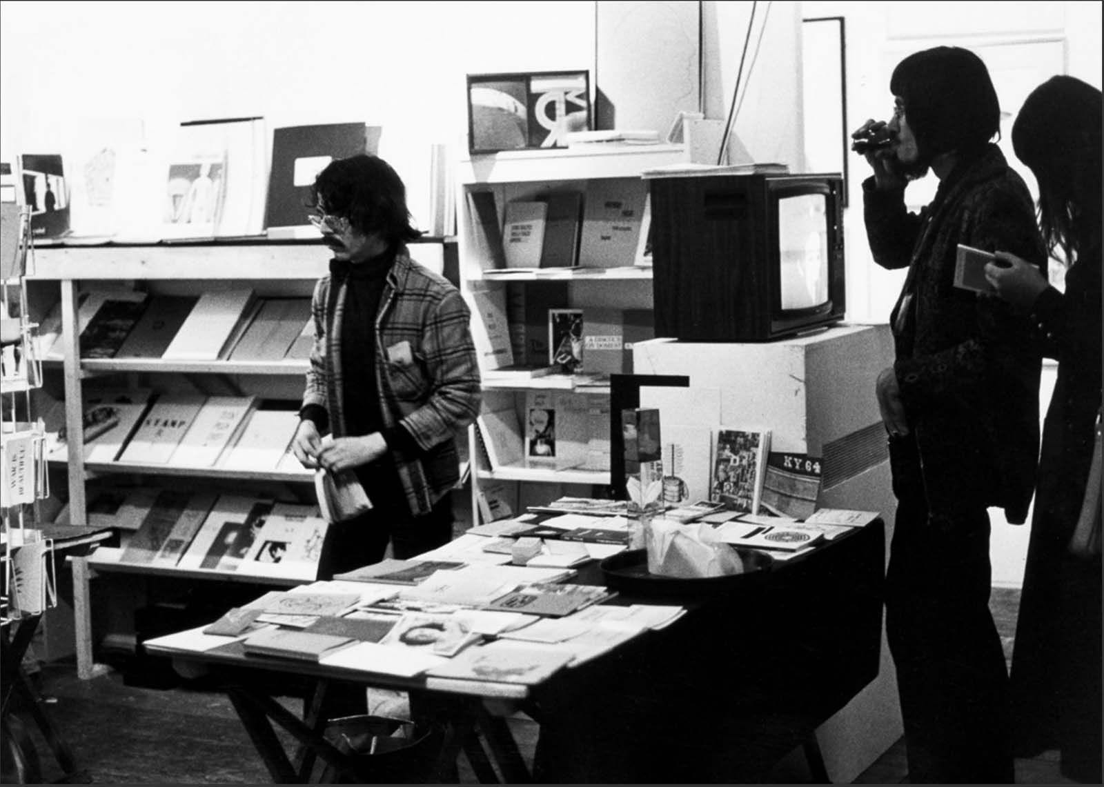 Figure 15. Ulises Carrión at Other Books and So, Amsterdam, 1976. Photo: Guy Schraenen. Courtesy of Maike Aiden.