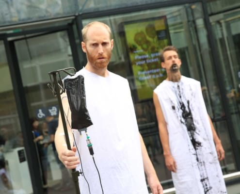 Figure 3. Fossil Free Culture, Beyond Insanity, 2016, performance view, Van Gogh Museum, Amsterdam. Courtesy of Fossil Free Culture. Photo: Laura Ponchel.
