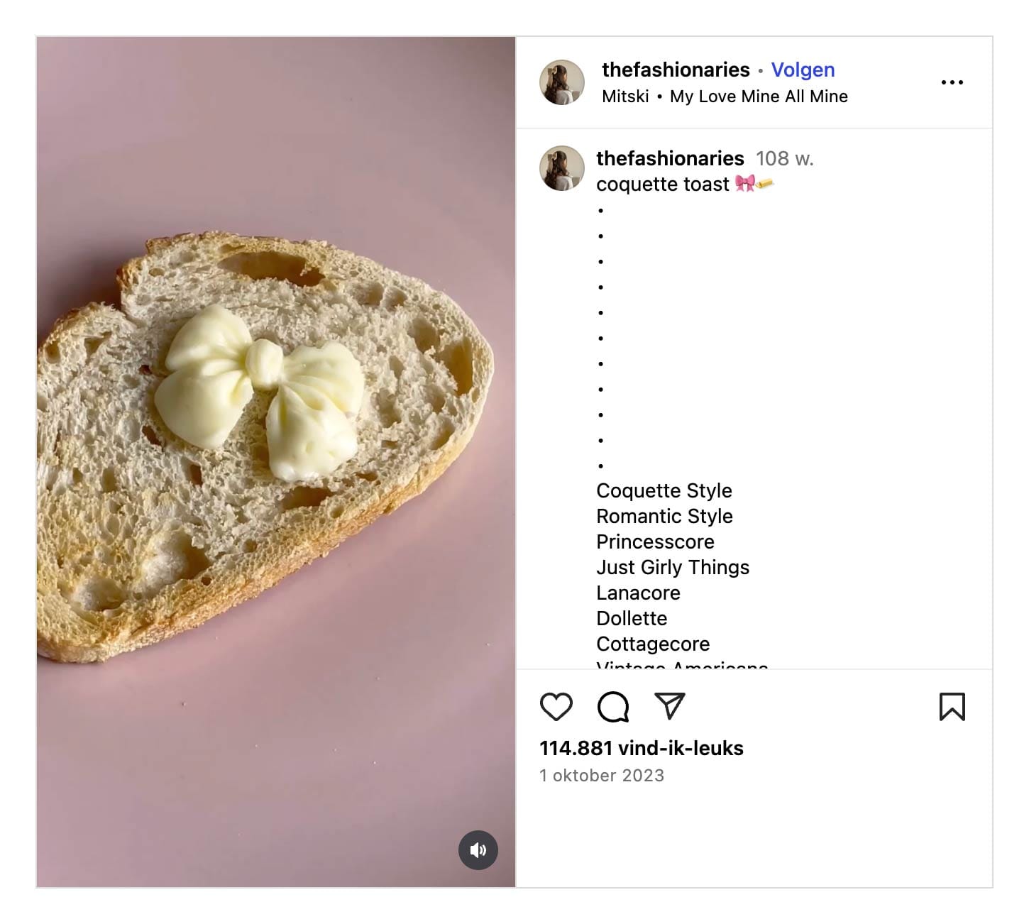 Fig 1. Instagram reel by user thefashionaries posted on October 1, 2023.