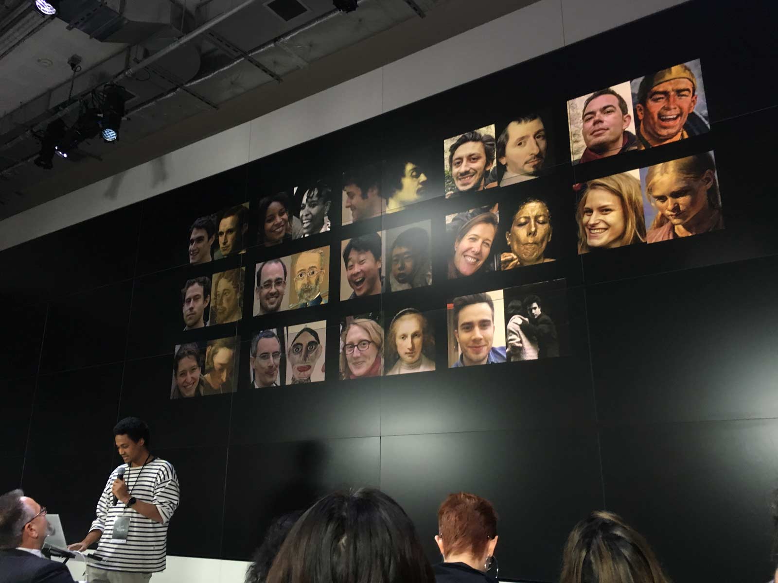 A demonstration of the application Portrait Matcher at the Google Cultural Institute, Paris, 2016. Courtesy of the author.