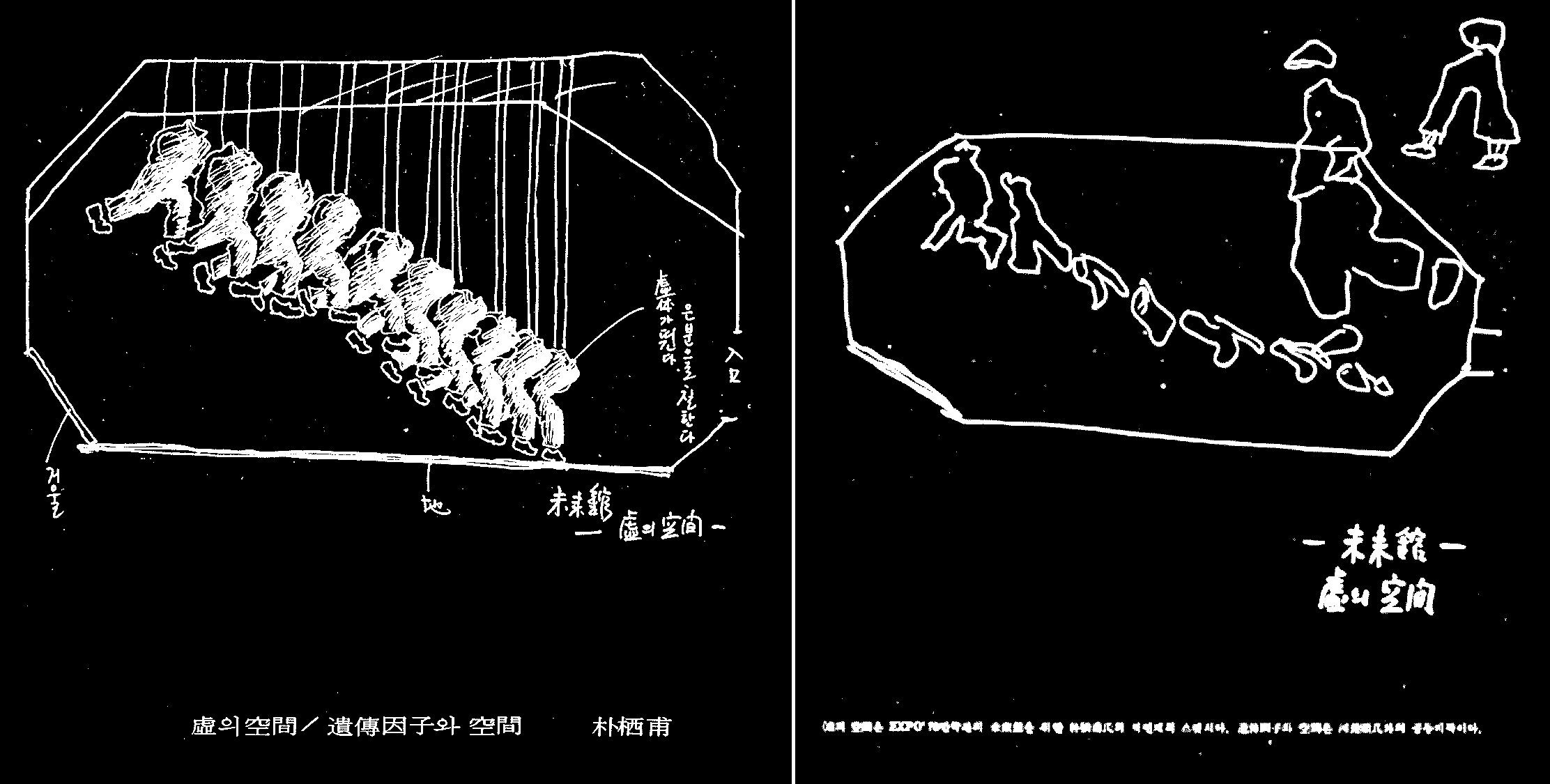 Park Seo-Bo’s sketch of Void of Space and Genetic Factor and Space. SPACE, no. 39 (February 1970), 12–13.