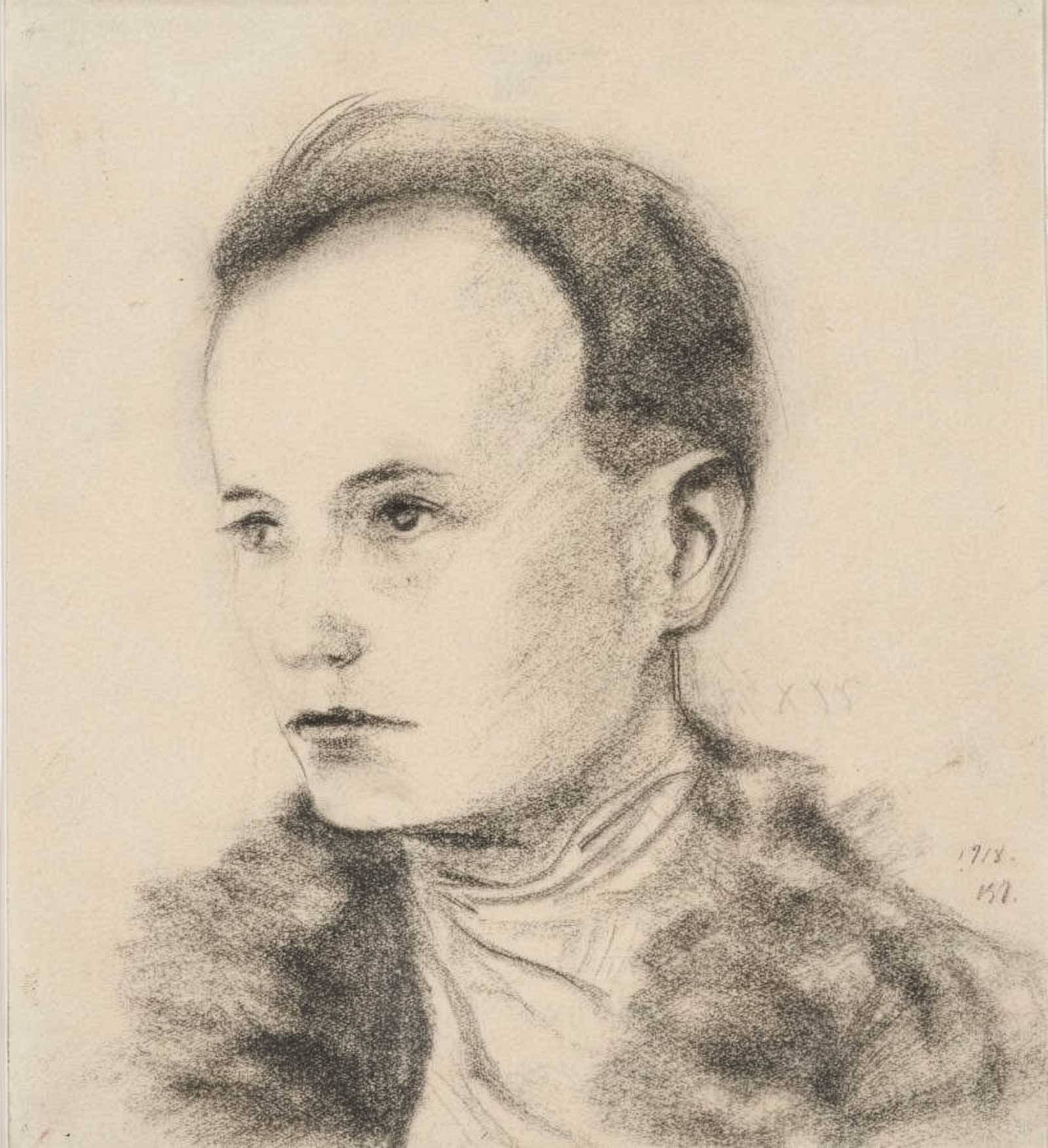 Fig. 3 Vasily Chekrygin, Self-Portrait, 1918, graphite pencil on paper, 21,4 × 19 cm.