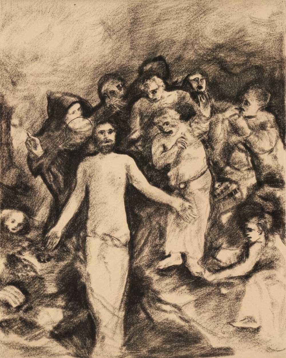 Fig. 4 Vasily Chekrygin, Sketch of the fresco Resurrection, 1921, charcoal on paper, 48,8 x 38, 3 cm.