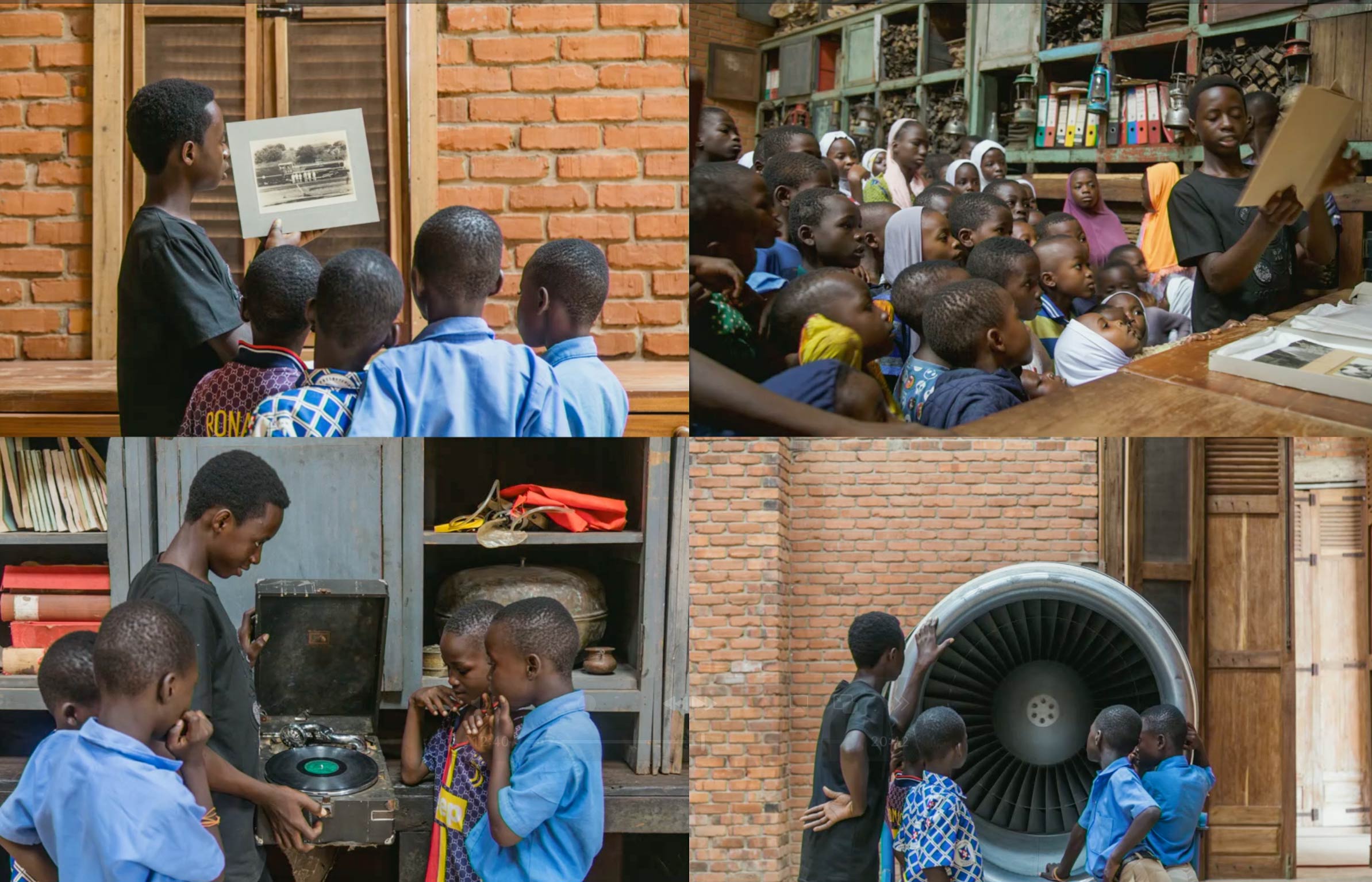 Fig. 9. Teachers and students going through archival materials and objects collected and displayed at Red Clay Studio. Courtesy of the artist.