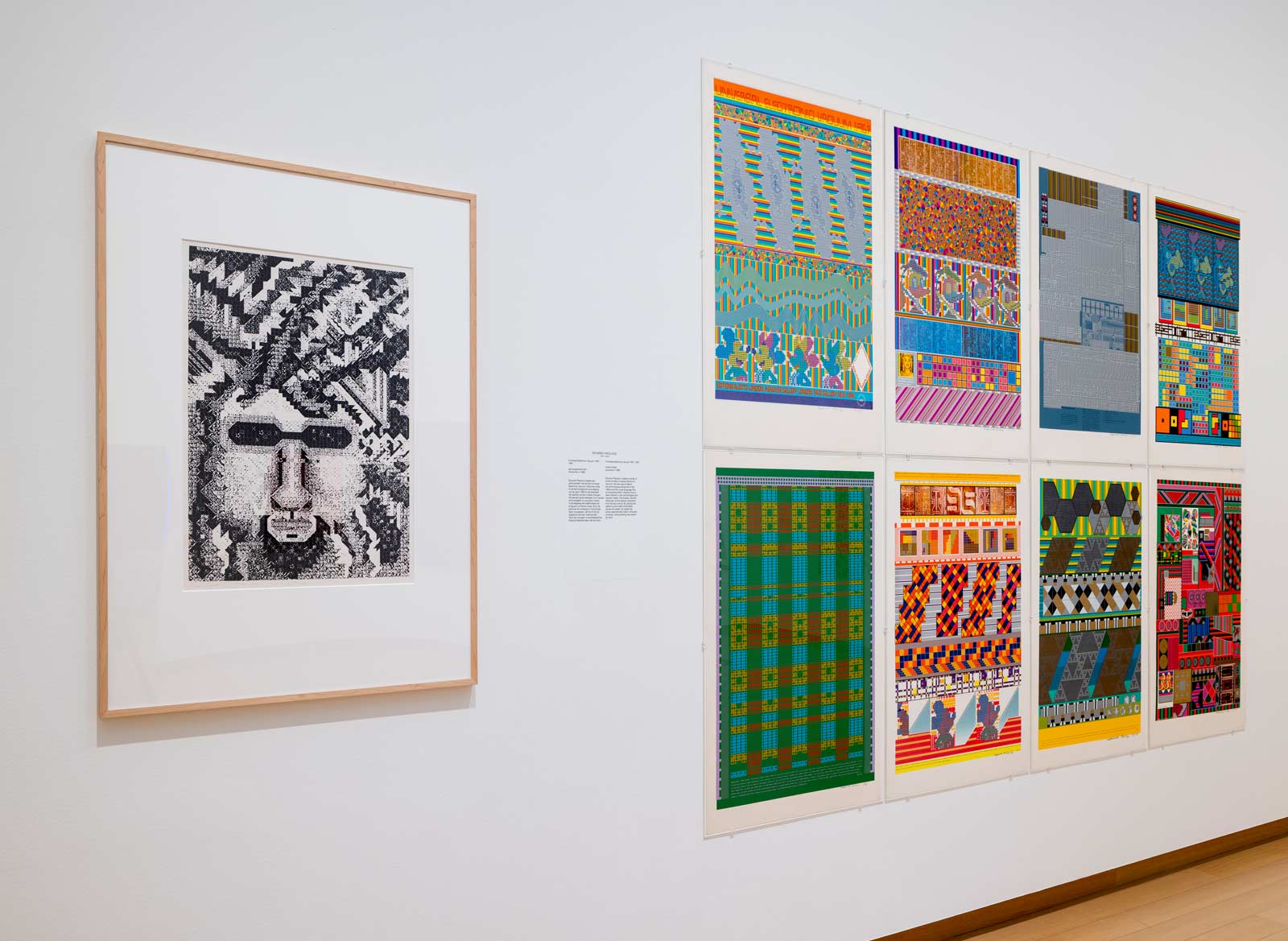 Fig. 3. On the left: Lillian Schwartz, Hippie, 1971. Ink on paper, IBM 7094 mainframe computer, BEFLIX programme, S-C4020 microfilm recorder. 96,6 x 63,8 cm. Stedelijk Museum Amsterdam 2026. Photo: Peter Tijhuis