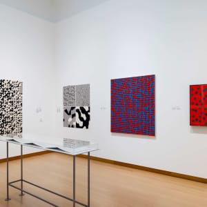 Fig. 5. The first to the right of the corner. Lambert Meertens and Leo Geurts, Kristalstructuren, 1972. Ink on paper, Electrologica X8 mainframe computer, ALGOL 60 programme. 65 x 65 cm each. Stedelijk Museum Amsterdam 2026. Photo: Peter Tijhuis